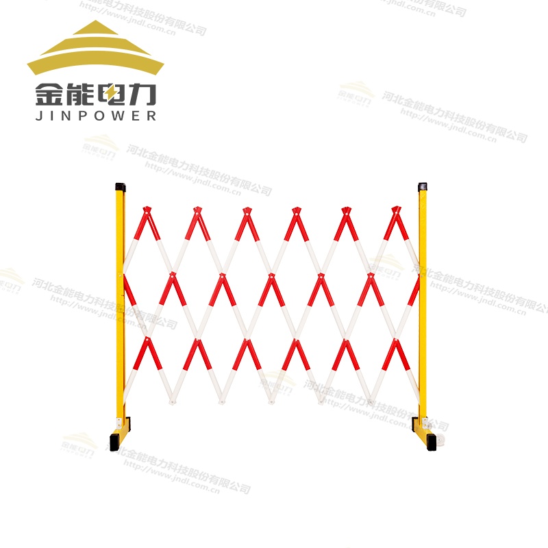 玻璃鋼紅白圓管伸縮圍欄 底座可加萬(wàn)向輪